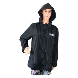 Victorias Secret Pink Graphic Black, Snap/Drawstrng Clz Hoodie W/ NY LOVE PINK-M